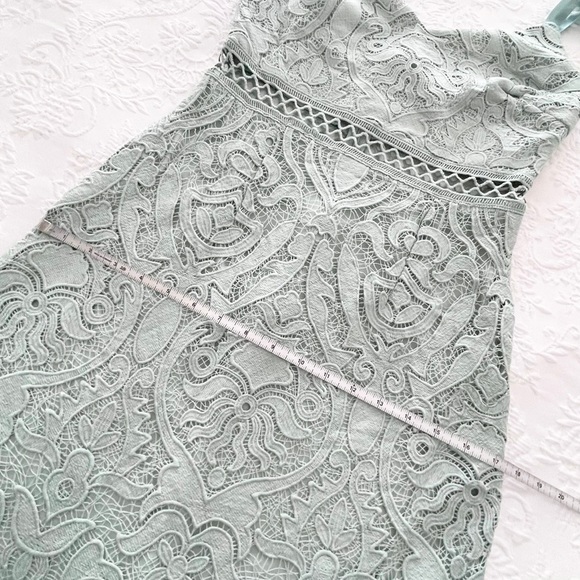NWOT Lulu’s Won Your Heart Sage Green Lace Tie-Strap High-Low Dress - Picture 12 of 12